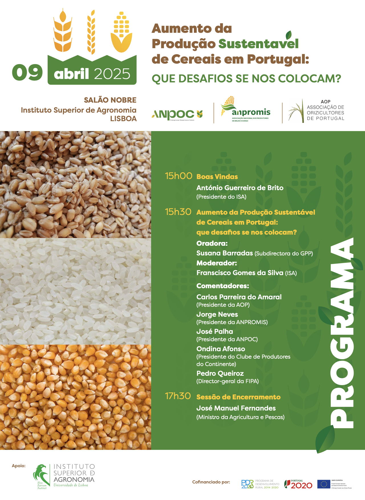 Seminário "Aumento da Produção Sustentável de Cereais em Portugal: que desafios se nos colocam?"